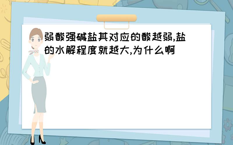 弱酸强碱盐其对应的酸越弱,盐的水解程度就越大,为什么啊