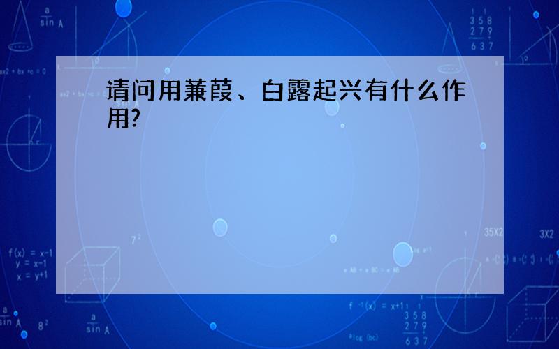 请问用蒹葭、白露起兴有什么作用?