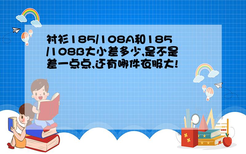 衬衫185/108A和185/108B大小差多少,是不是差一点点,还有哪件衣服大!