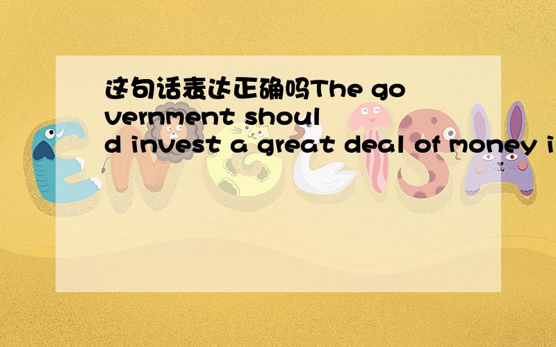 这句话表达正确吗The government should invest a great deal of money i