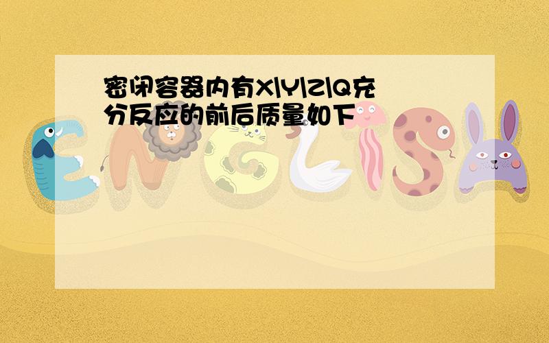 密闭容器内有X\Y\Z\Q充分反应的前后质量如下