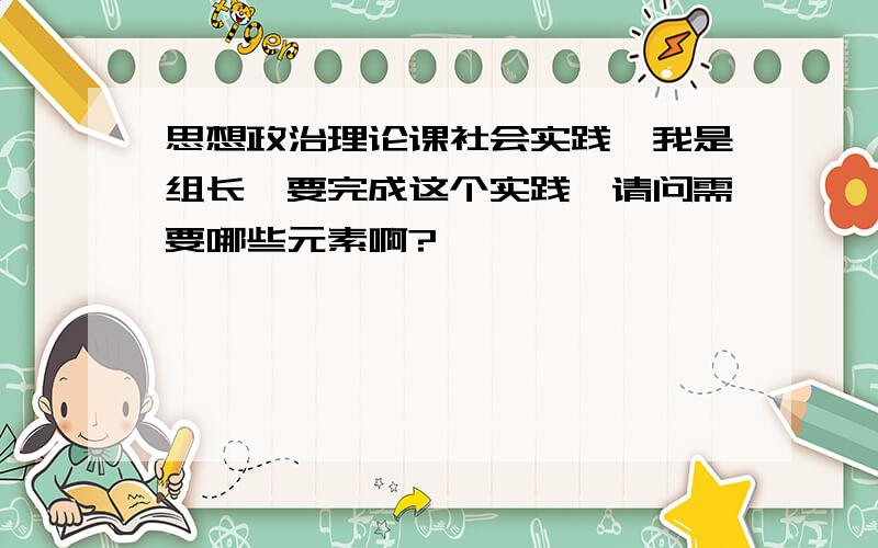 思想政治理论课社会实践,我是组长,要完成这个实践,请问需要哪些元素啊?