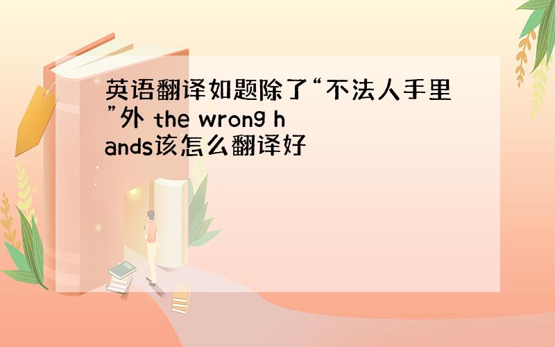 英语翻译如题除了“不法人手里”外 the wrong hands该怎么翻译好