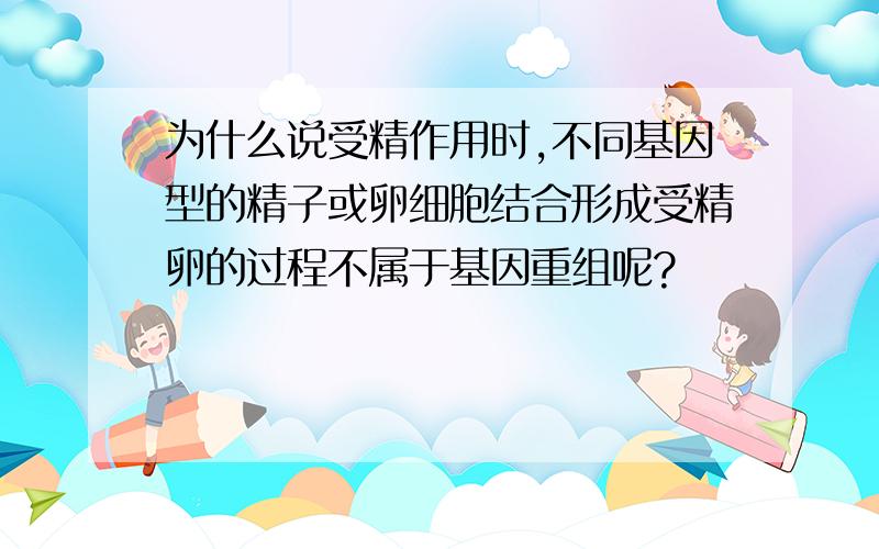 为什么说受精作用时,不同基因型的精子或卵细胞结合形成受精卵的过程不属于基因重组呢?