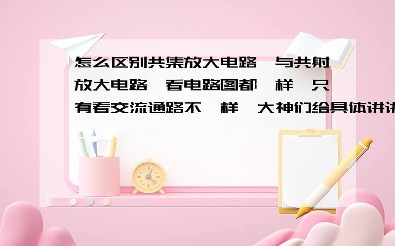 怎么区别共集放大电路,与共射放大电路,看电路图都一样,只有看交流通路不一样,大神们给具体讲讲吧