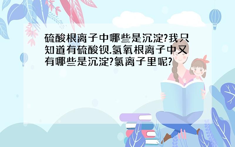 硫酸根离子中哪些是沉淀?我只知道有硫酸钡.氢氧根离子中又有哪些是沉淀?氯离子里呢?