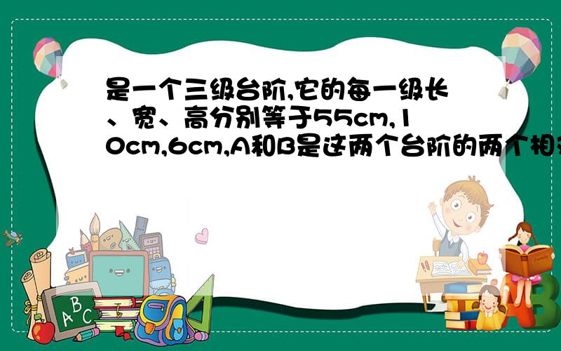 是一个三级台阶,它的每一级长、宽、高分别等于55cm,10cm,6cm,A和B是这两个台阶的两个相对的段点,A点