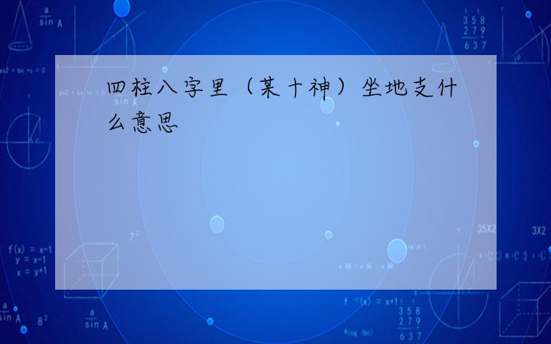 四柱八字里（某十神）坐地支什么意思