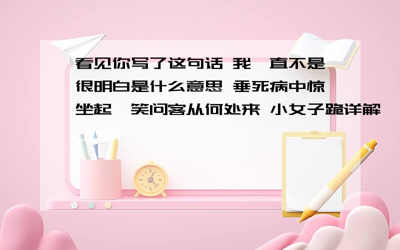 看见你写了这句话 我一直不是很明白是什么意思 垂死病中惊坐起,笑问客从何处来 小女子跪详解