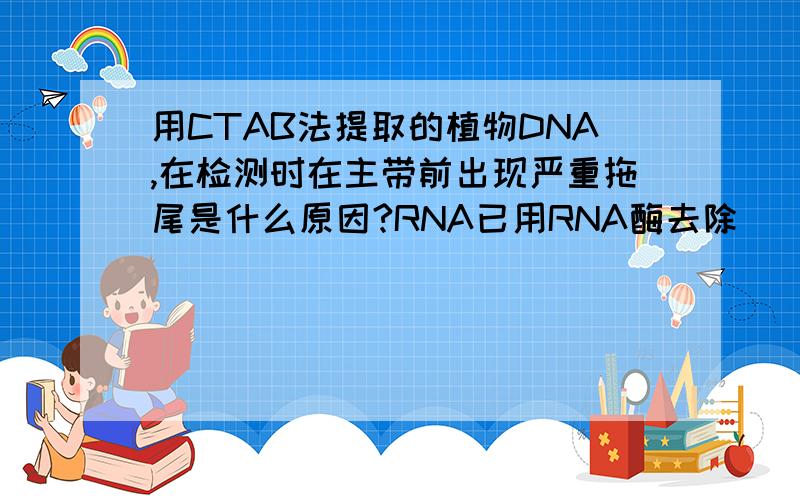 用CTAB法提取的植物DNA,在检测时在主带前出现严重拖尾是什么原因?RNA已用RNA酶去除