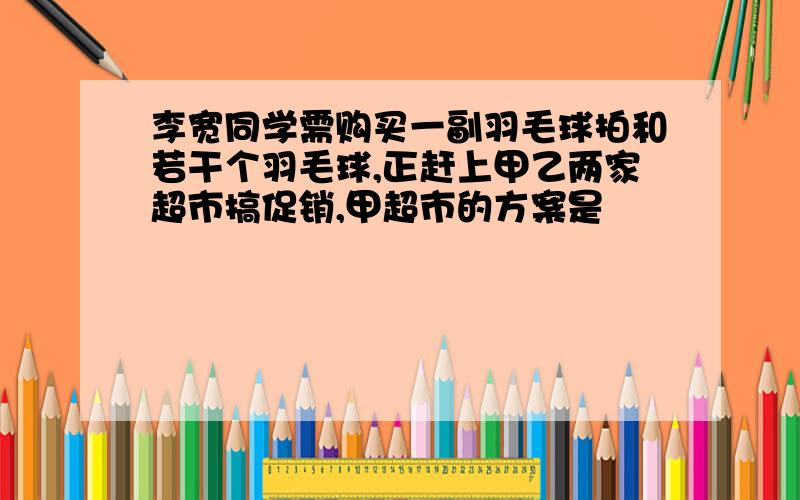 李宽同学需购买一副羽毛球拍和若干个羽毛球,正赶上甲乙两家超市搞促销,甲超市的方案是