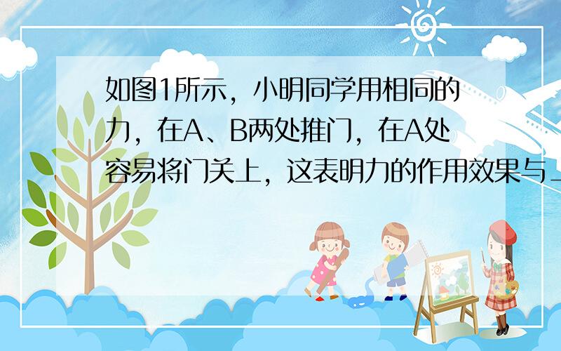 如图1所示，小明同学用相同的力，在A、B两处推门，在A处容易将门关上，这表明力的作用效果与______（大小/方向/作用