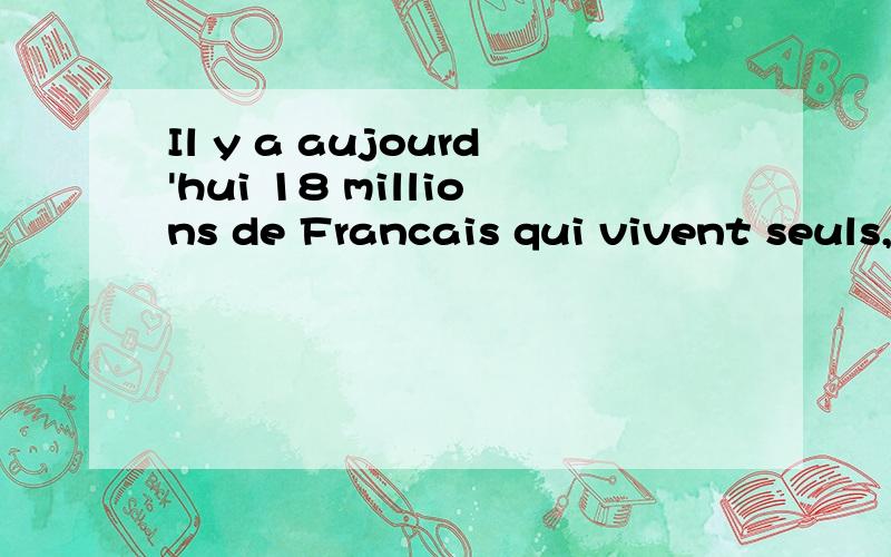 Il y a aujourd'hui 18 millions de Francais qui vivent seuls,