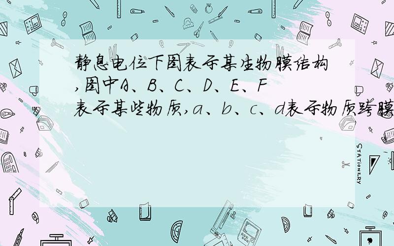 静息电位下图表示某生物膜结构,图中A、B、C、D、E、F表示某些物质,a、b、c、d表示物质跨膜运输方式.请据图回答：⑷