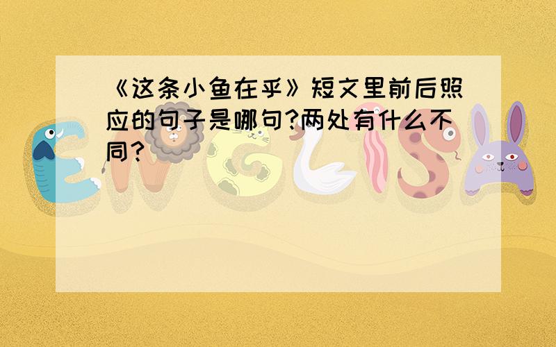 《这条小鱼在乎》短文里前后照应的句子是哪句?两处有什么不同?