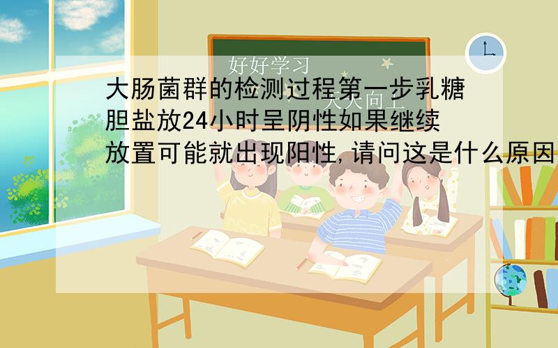 大肠菌群的检测过程第一步乳糖胆盐放24小时呈阴性如果继续放置可能就出现阳性,请问这是什么原因,