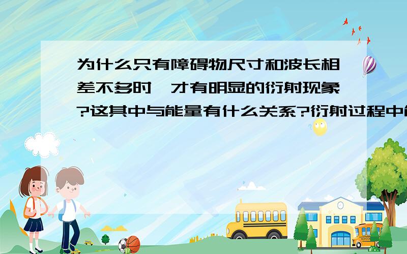 为什么只有障碍物尺寸和波长相差不多时,才有明显的衍射现象?这其中与能量有什么关系?衍射过程中能量是如何损失的?衍射越明显