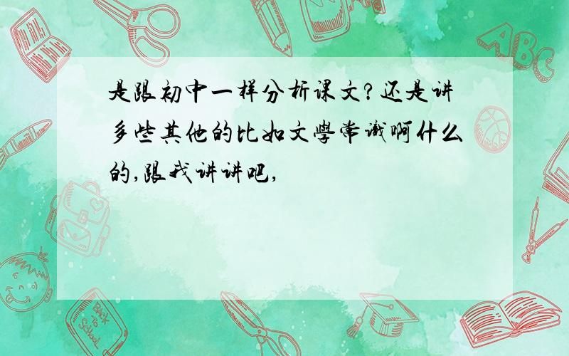 是跟初中一样分析课文?还是讲多些其他的比如文学常识啊什么的,跟我讲讲吧,