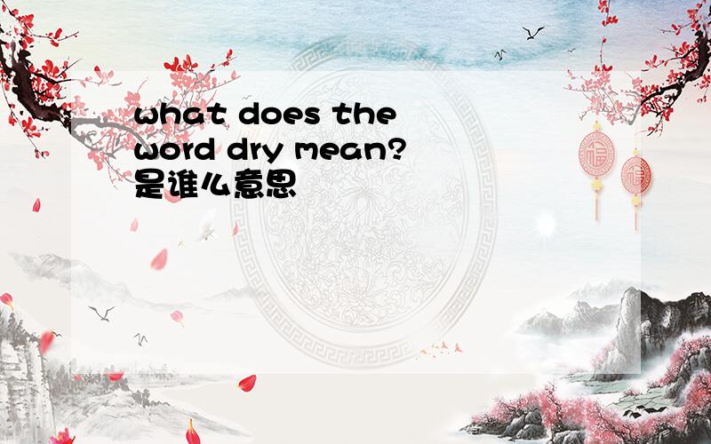 what does the word dry mean?是谁么意思