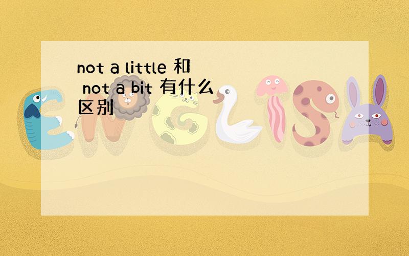 not a little 和 not a bit 有什么区别