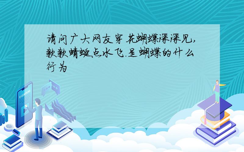 请问广大网友穿花蝴蝶深深见,款款蜻蜓点水飞.是蝴蝶的什么行为