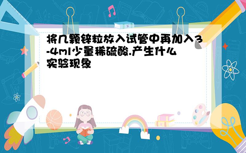 将几颗锌粒放入试管中再加入3-4ml少量稀硫酸.产生什么实验现象