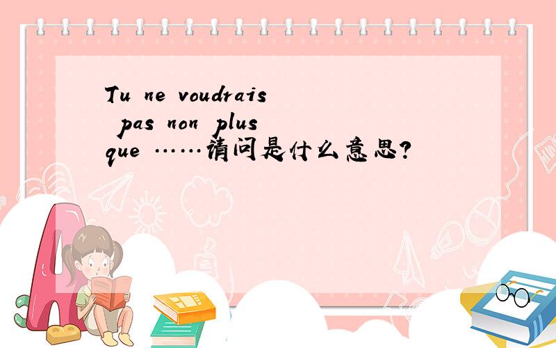 Tu ne voudrais pas non plus que ……请问是什么意思?