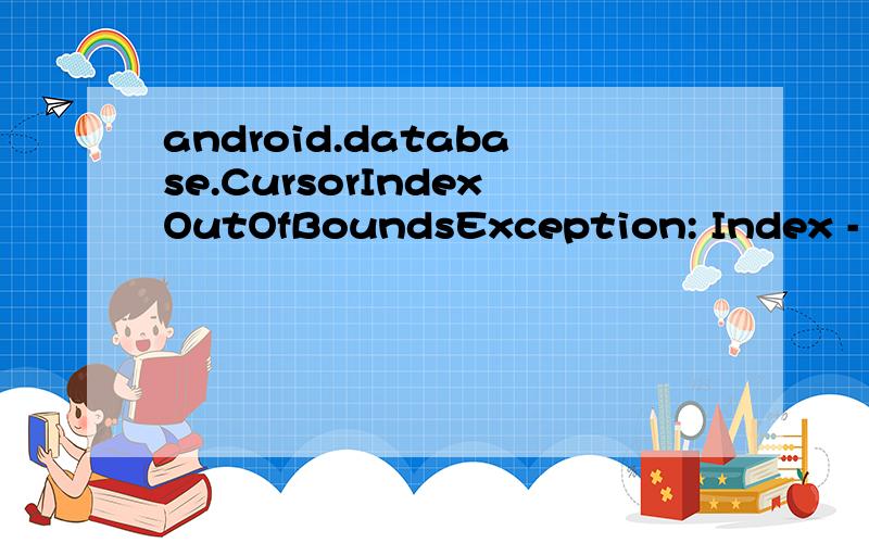 android.database.CursorIndexOutOfBoundsException: Index -1 r