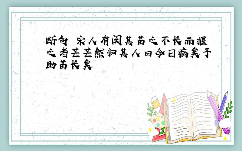 断句 宋人有闵其苗之不长而揠之者芒芒然归其人曰今日病矣予助苗长矣