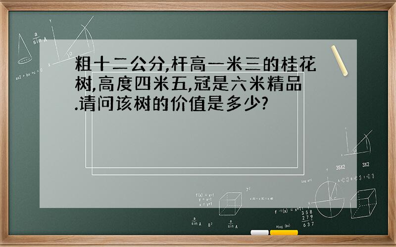 粗十二公分,杆高一米三的桂花树,高度四米五,冠是六米精品.请问该树的价值是多少?