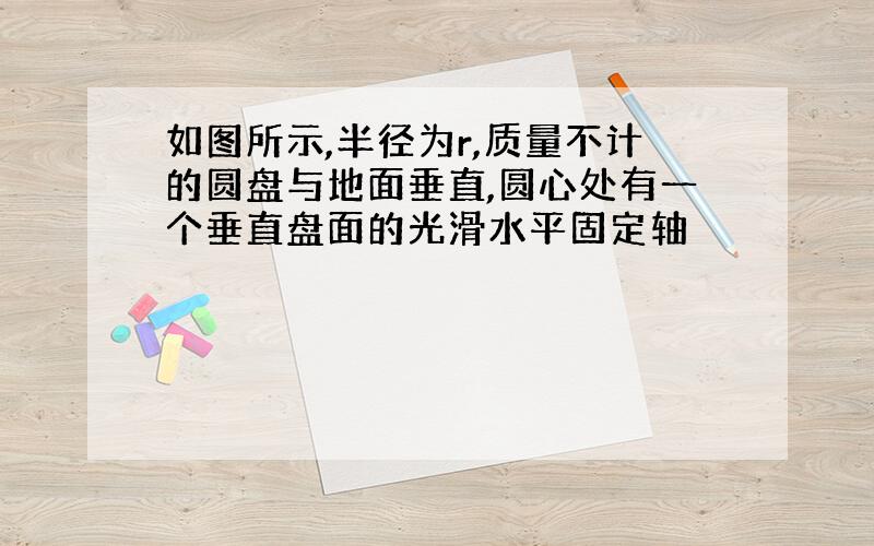 如图所示,半径为r,质量不计的圆盘与地面垂直,圆心处有一个垂直盘面的光滑水平固定轴