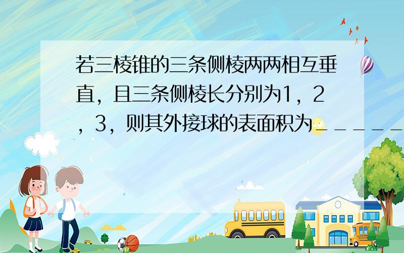 若三棱锥的三条侧棱两两相互垂直，且三条侧棱长分别为1，2，3，则其外接球的表面积为______．