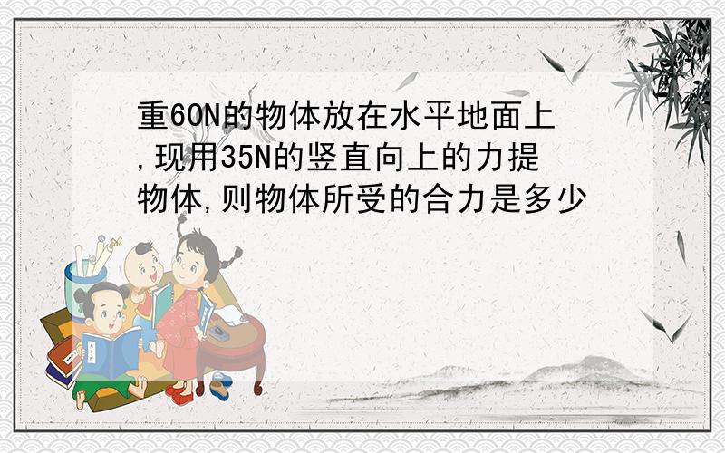 重60N的物体放在水平地面上,现用35N的竖直向上的力提物体,则物体所受的合力是多少