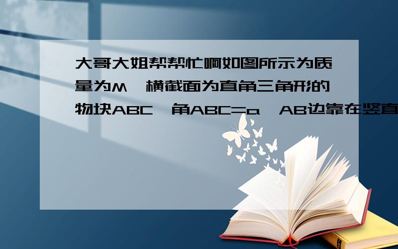 大哥大姐帮帮忙啊如图所示为质量为M,横截面为直角三角形的物块ABC,角ABC=a,AB边靠在竖直的墙面上,F是垂直于斜面