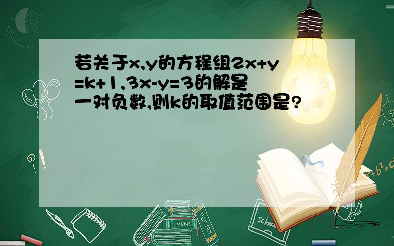 若关于x,y的方程组2x+y=k+1,3x-y=3的解是一对负数,则k的取值范围是?