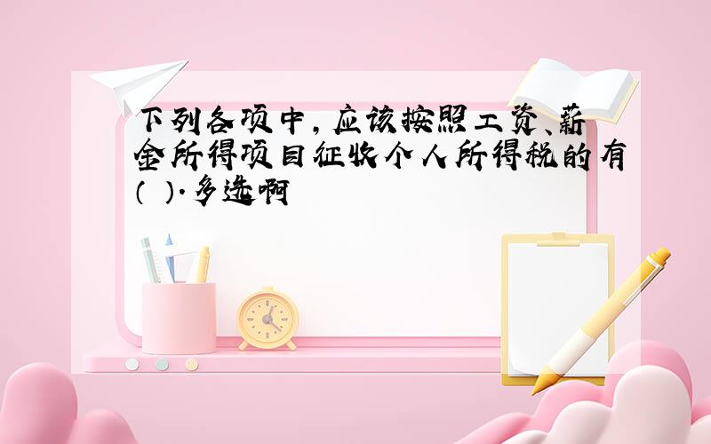 下列各项中,应该按照工资、薪金所得项目征收个人所得税的有（　）.多选啊