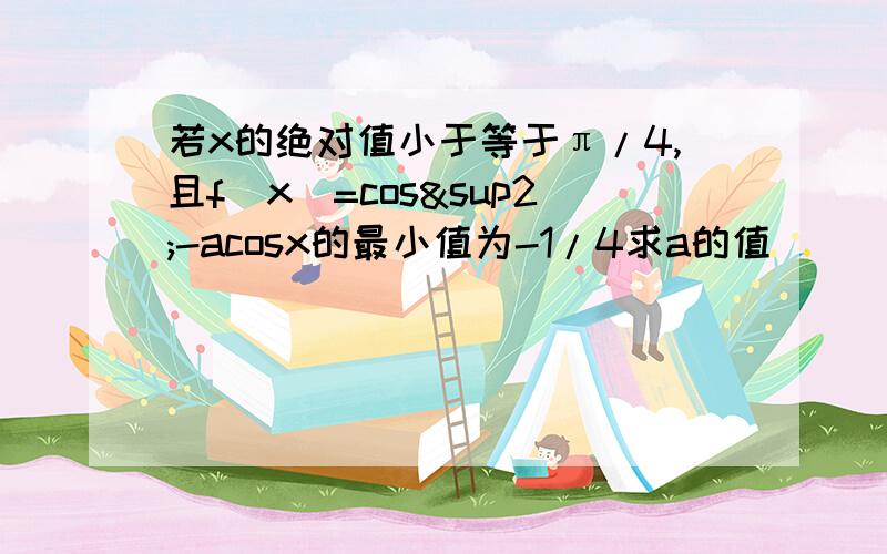 若x的绝对值小于等于π/4,且f(x)=cos²-acosx的最小值为-1/4求a的值