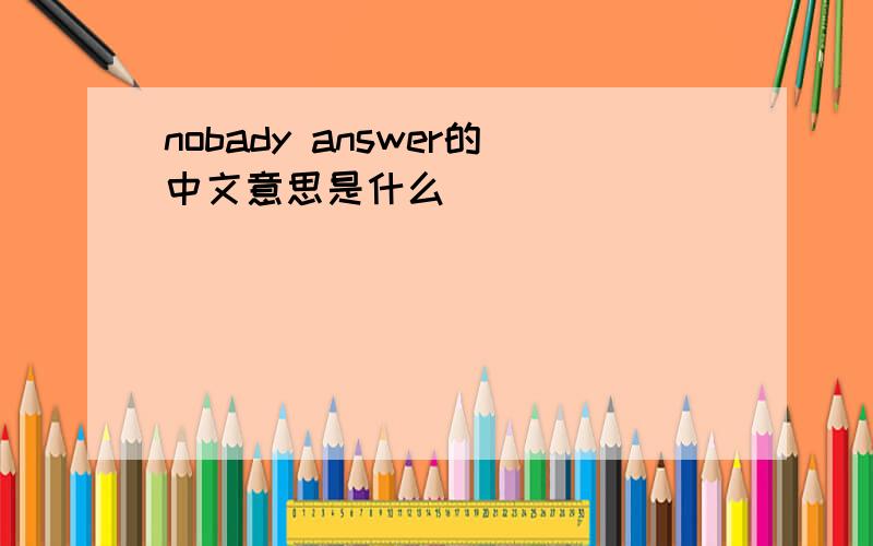 nobady answer的中文意思是什么