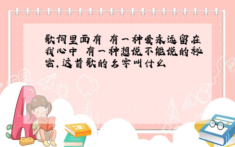 歌词里面有 有一种爱永远留在我心中 有一种想说不能说的秘密,这首歌的名字叫什么