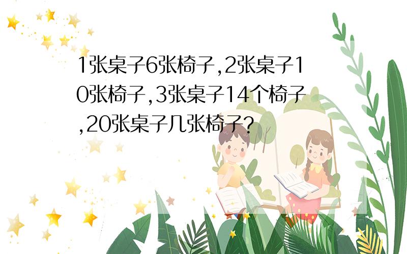 1张桌子6张椅子,2张桌子10张椅子,3张桌子14个椅子,20张桌子几张椅子?