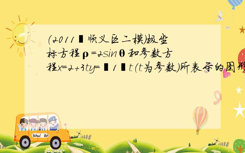 （2011•顺义区二模）极坐标方程ρ=2sinθ和参数方程x＝2+3ty＝−1−t（t为参数）所表示的图形分别为（　　）