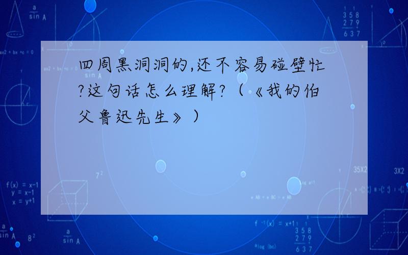 四周黑洞洞的,还不容易碰壁忙?这句话怎么理解?（《我的伯父鲁迅先生》）