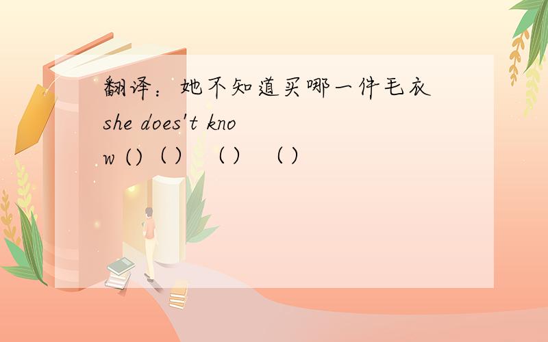 翻译：她不知道买哪一件毛衣 she does't know ()（） （） （）