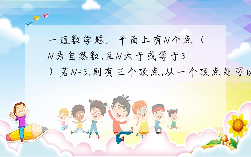 一道数学题：平面上有N个点（N为自然数,且N大于或等于3）若N=3,则有三个顶点,从一个顶点处可以引出两条射线,所以每个