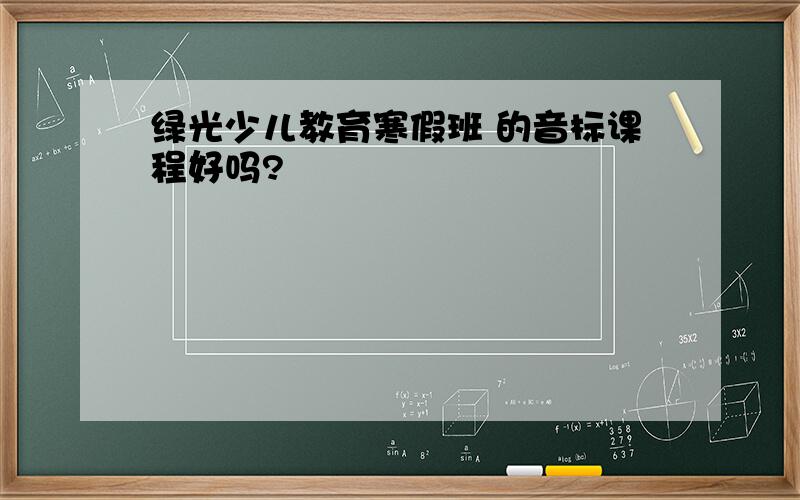 绿光少儿教育寒假班 的音标课程好吗?