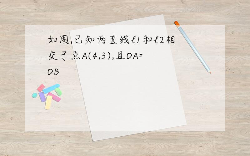 如图,已知两直线l1和l2相交于点A(4,3),且OA=OB