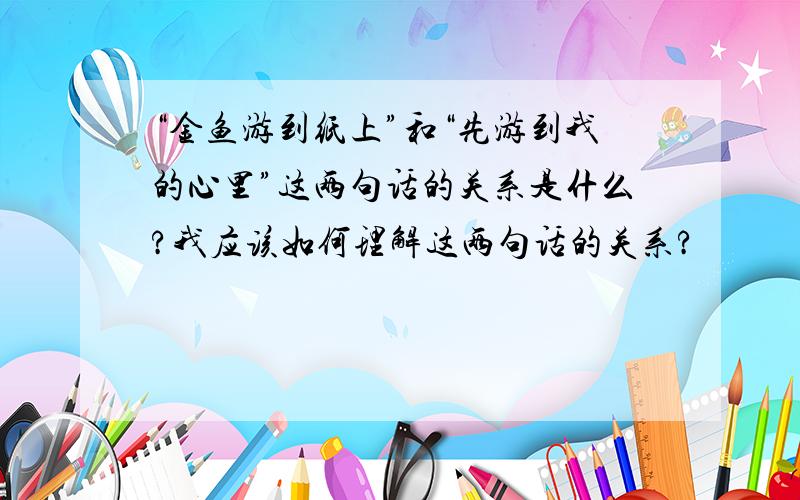 “金鱼游到纸上”和“先游到我的心里”这两句话的关系是什么?我应该如何理解这两句话的关系?