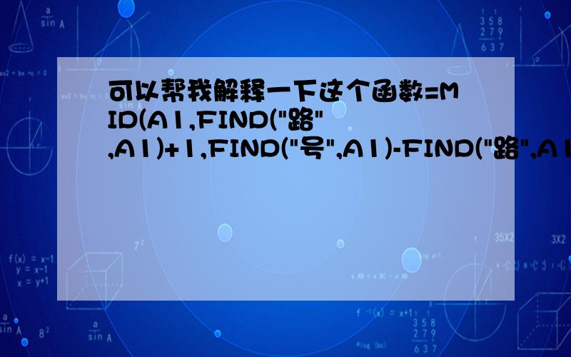 可以帮我解释一下这个函数=MID(A1,FIND(