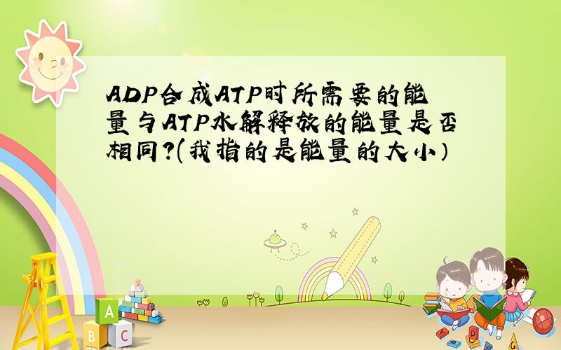 ADP合成ATP时所需要的能量与ATP水解释放的能量是否相同?(我指的是能量的大小）