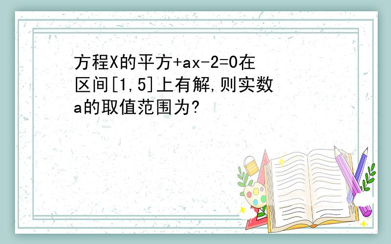 方程X的平方+ax-2=0在区间[1,5]上有解,则实数a的取值范围为?